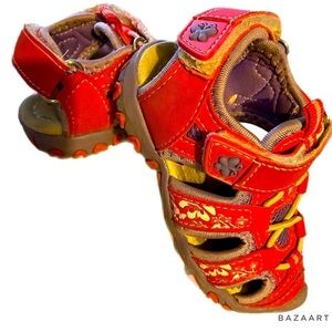 EUC APAKOWA Girls Sandals, Velcro, Walking, Pink, Purple, Sz 5, EU 21​​​